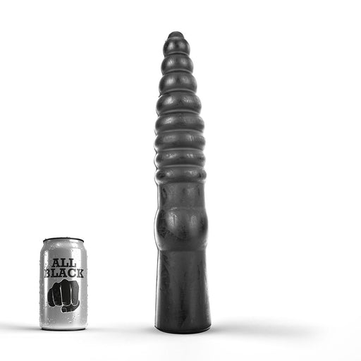 All Black - Grote Geribbelde Dildo - 34 x 6 cm - Zwart-Erotiekvoordeel.nl