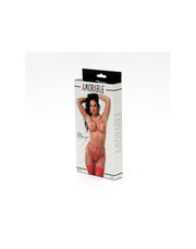 Amorable - Ensemble de lingerie à bretelles - Soutien-gorge ouvert - String - Jarretelles et bas - Rouge-Erotiekvoordeel.nl