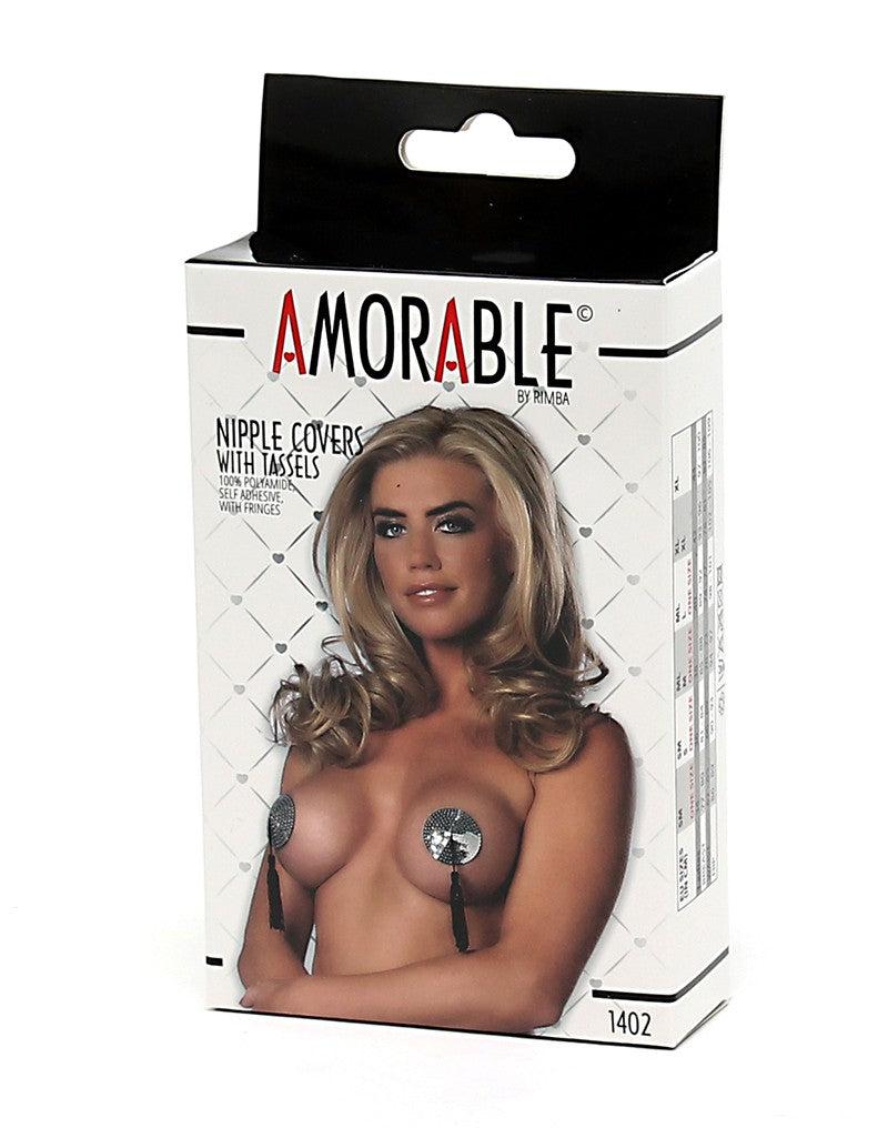 Amorable - Burlesque Nipple Covers with Tassels - Self-Adhesive - Silver-Erotiekvoordeel.nl