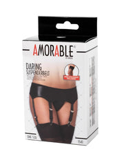 Amorable - Wetlook Jarretelgordel Met Slip En Kousen - Zwart - One Size-Erotiekvoordeel.nl