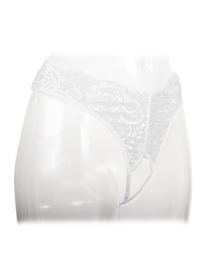 Amorable - Slip in pizzo con apertura frontale - Bianco - Taglia unica - Erotiekvoordeel.nl