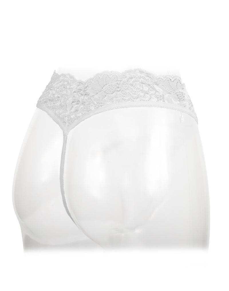 Amorable - Slip in pizzo con apertura frontale - Bianco - Taglia unica - Erotiekvoordeel.nl