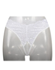 Amorable - Slip in pizzo con apertura frontale - Bianco - Taglia unica - Erotiekvoordeel.nl