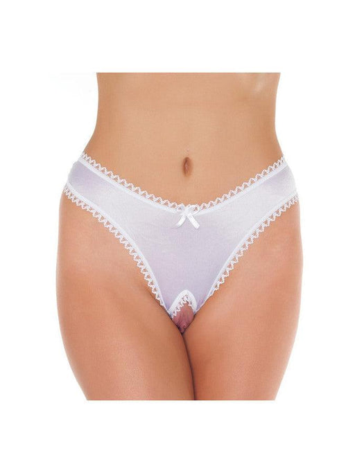 Amorable - Slip sexy con apertura frontale - Bianco - Taglia unica - Erotiekvoordeel.nl