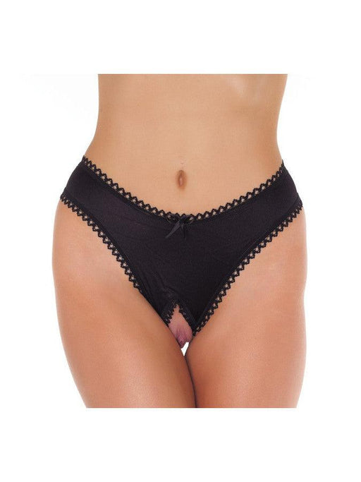 Amorable - Slip sexy con apertura frontale - Nero - Taglia unica - Erotiekvoordeel.nl