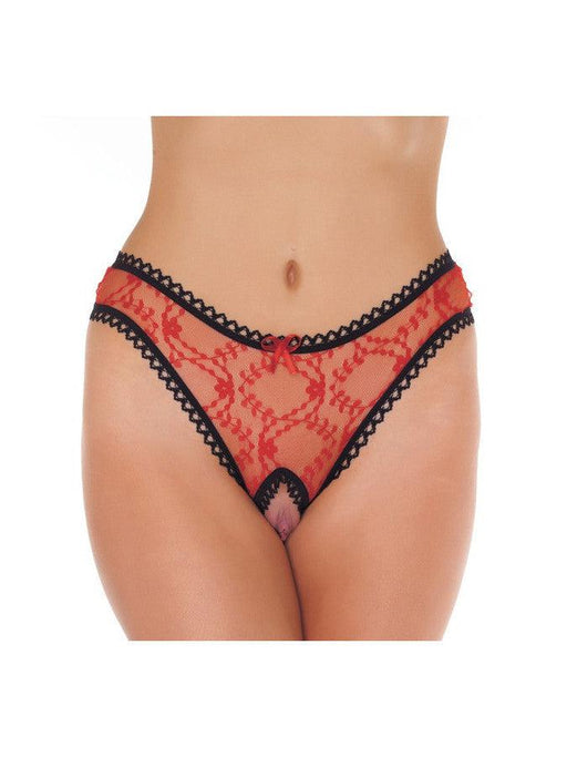 Amorable - Slip trasparente con apertura frontale - Rosso/Nero - Erotiekvoordeel.nl