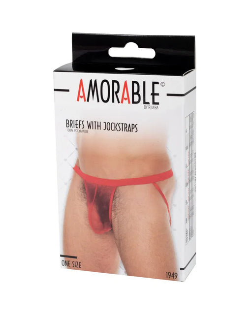 Amorable - Sheer Men's Jockstrap Briefs - Red-Erotiekvoordeel.nl