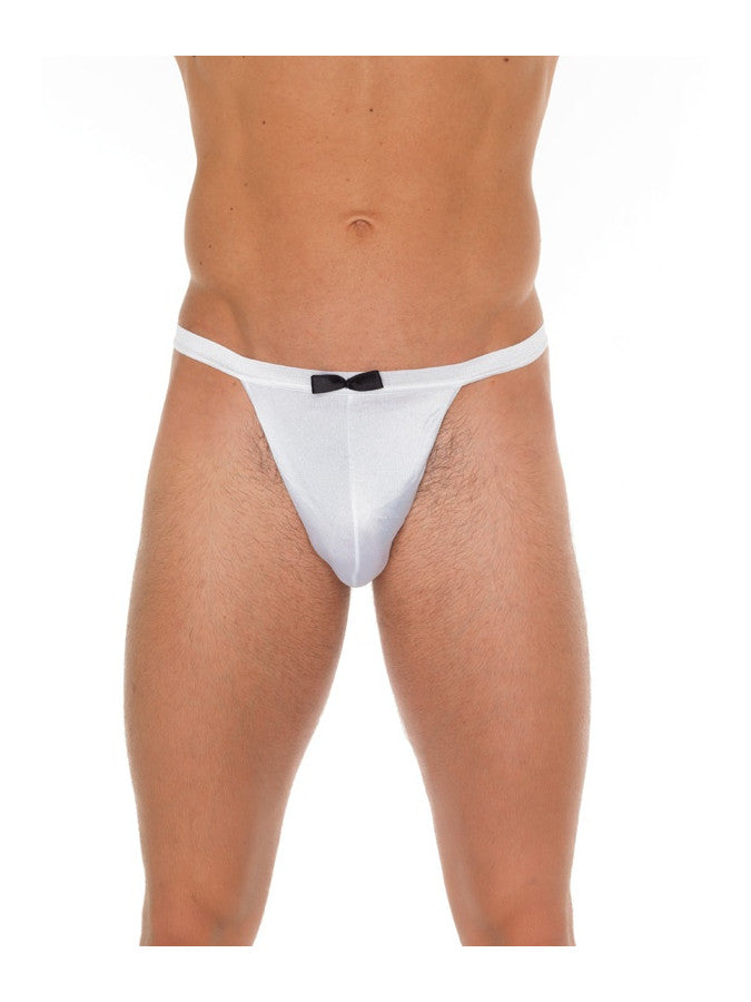 Amorable - String blanc pour homme avec nœud papillon noir - Look majordome - Taille unique - Erotiekvoordeel.nl