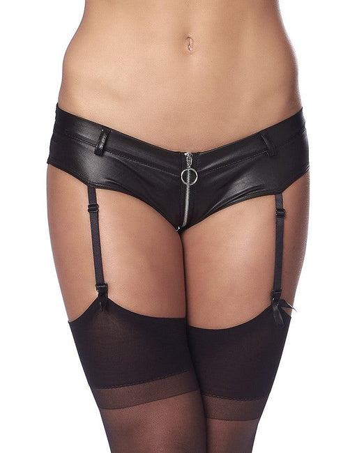Amorable - Wetlook Slipje Met Rits In Kruis - inclusief Jarretels En Kousen-Erotiekvoordeel.nl