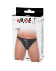 Amorable - Zwarte Laklederen String voor Mannen - One Size-Erotiekvoordeel.nl