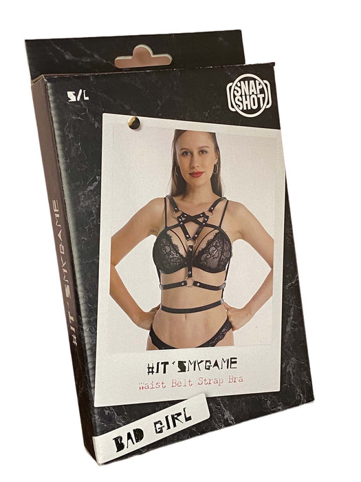 Bad Girl - #itsmygame - Waist Belt Strap BH - One Size - Zwart-Erotiekvoordeel.nl