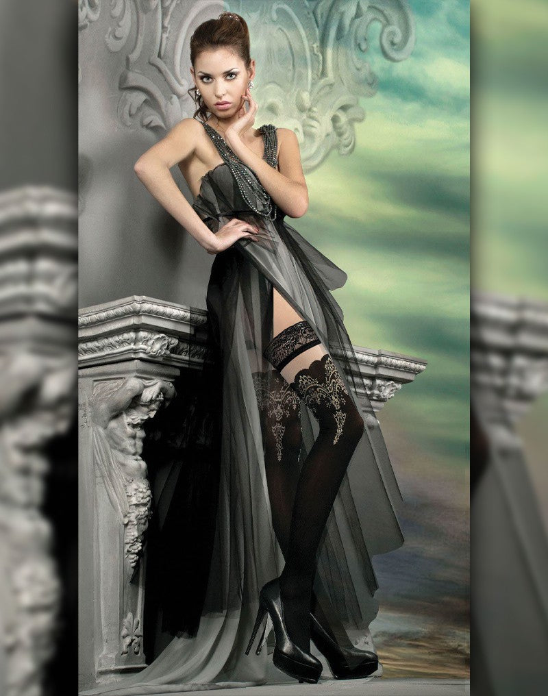 Ballerina Fantasy Hold-up Kousen Devoted Nude - 20 Denier - Zwart/Nude-Erotiekvoordeel.nl