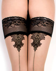 Ballerina - Hold Up Kousen - Ouverture - 20 denier - Nude/Zwart-Erotiekvoordeel.nl