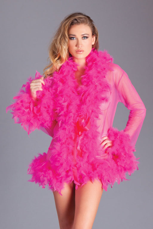 Be Wicked - Lux - Robe met Veren - Hot Pink - One Size-Erotiekvoordeel.nl