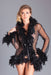 Be Wicked - Lux - Robe met Veren - Zwart - One Size-Erotiekvoordeel.nl