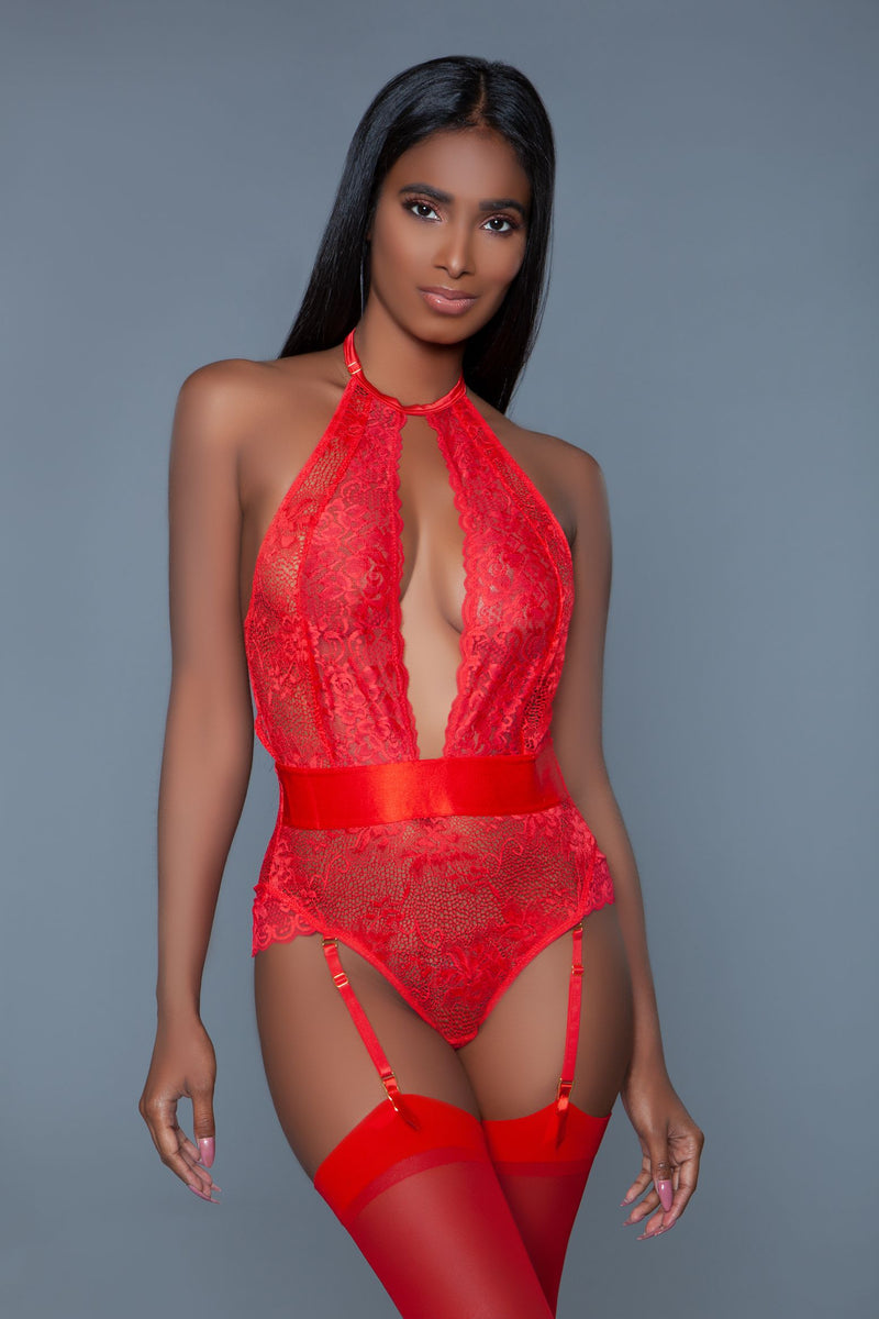 Be Wicked - Ophelia - Koronkowy Body - Czerwony-Erotiekvoordeel.nl