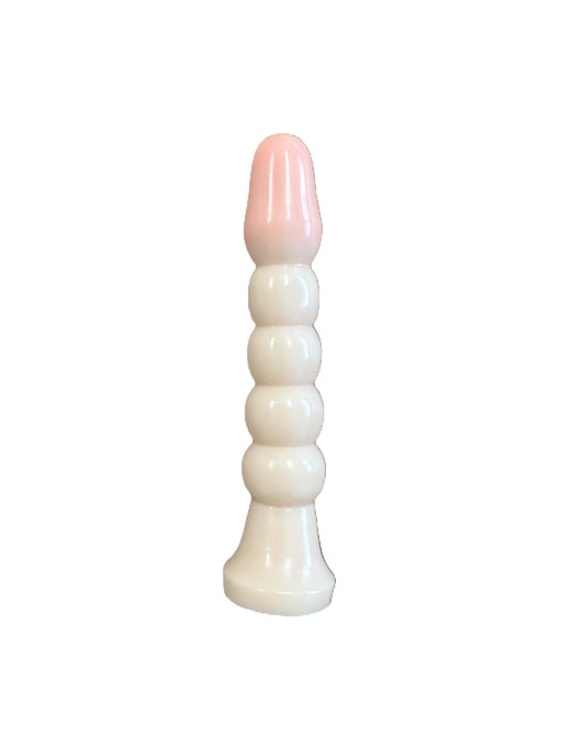 Being Fetish - Plug anal con estrías - 14,5 cm - Beige/Rosa-Erotiekvoordeel.nl