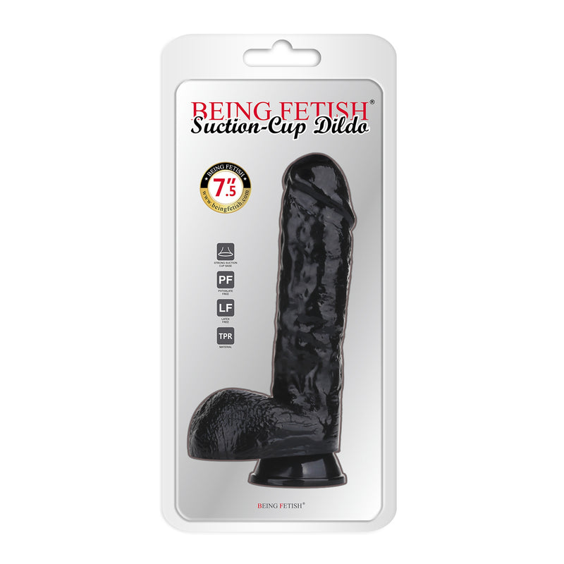 Being Fetish - Dildo con ventosa - Gomma sintetica - 19 cm - Nero-Erotiekvoordeel.nl