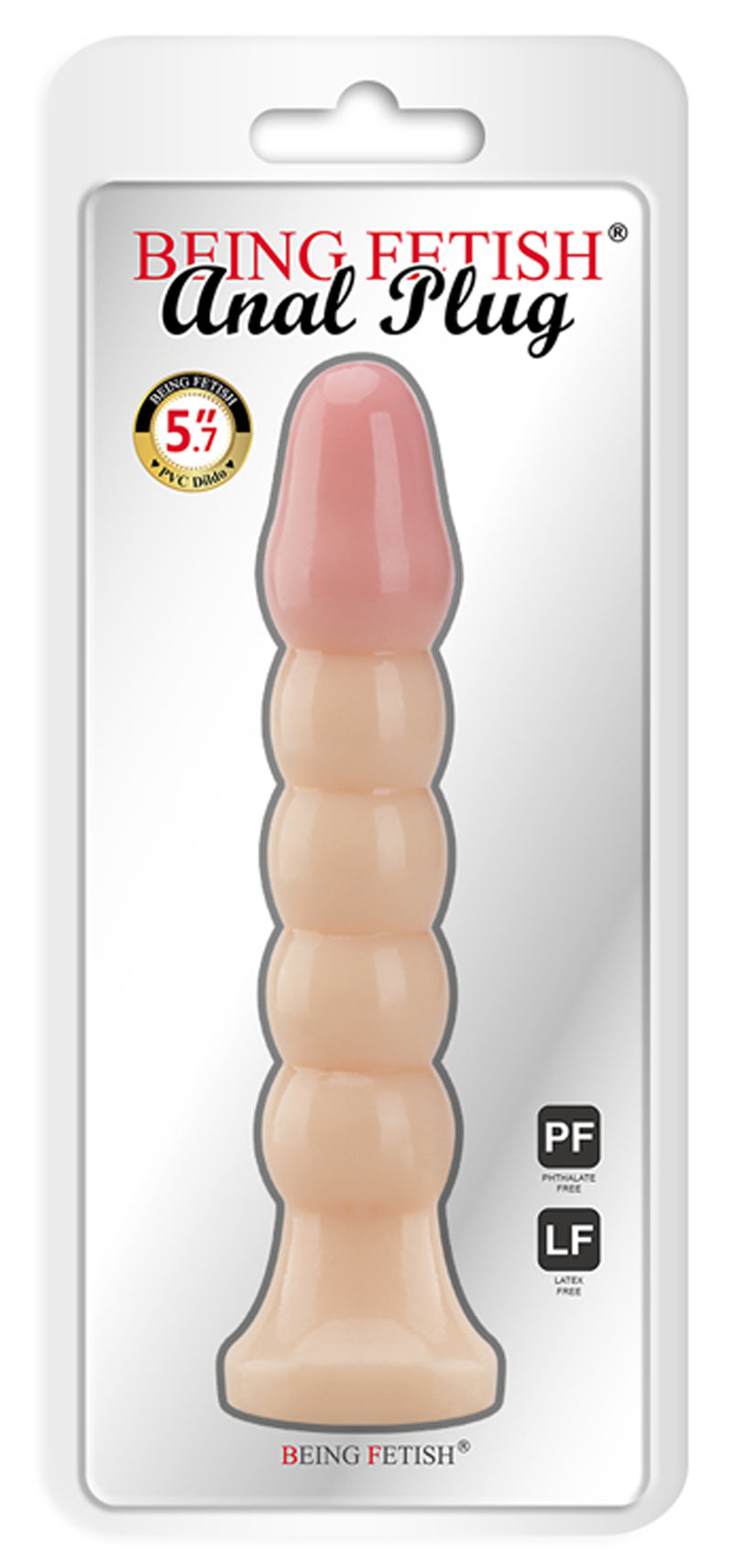 Being Fetish - Plug anal en PVC avec nervures - 14,5 cm - Teint clair-Erotiekvoordeel.nl