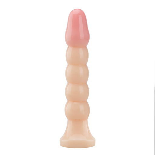 Being Fetish - Plug anal de PVC con estrías - 14,5 cm - Color piel claro-Erotiekvoordeel.nl