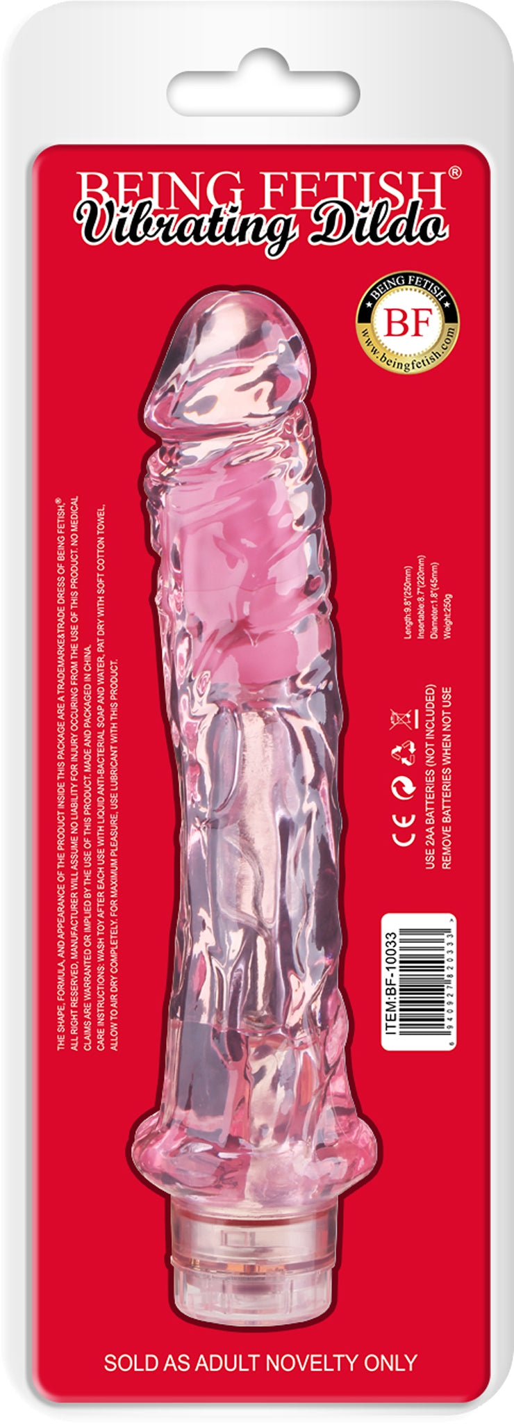 Being Fetish - Vibrating Dildo - Realistic Vibrator - 25 cm - Pink-Erotiekvoordeel.nl