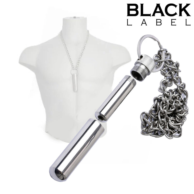 Black Label - Inhalateur d'arômes - Acier inoxydable - Avec chaîne - Erotiekvoordeel.nl