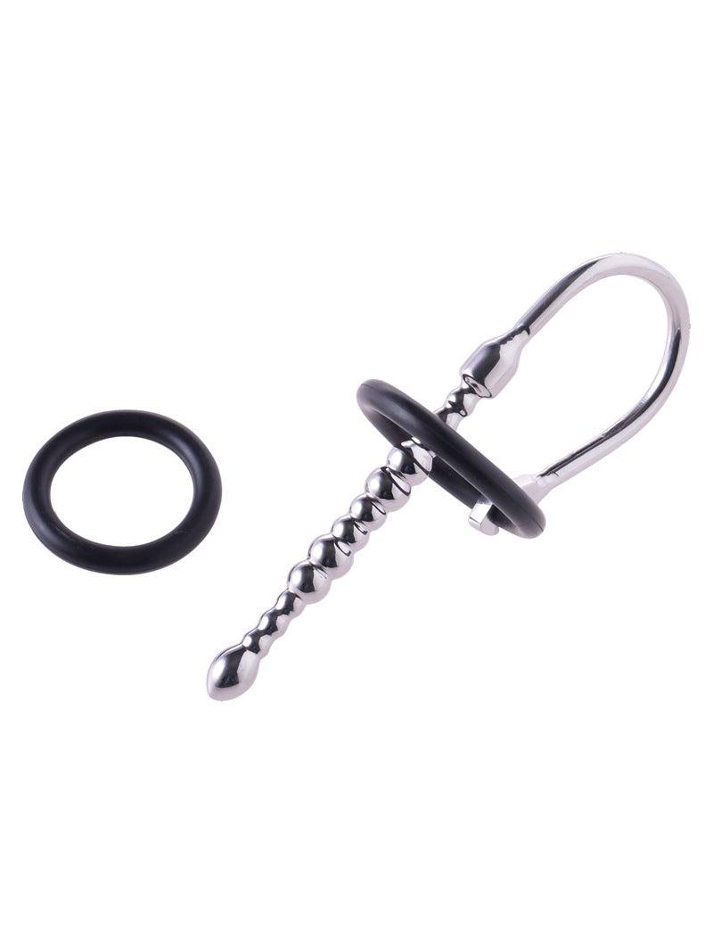 Black Label - Beaded - Stretcher urétral nervuré avec anneaux de gland en silicone - Erotiekvoordeel.nl
