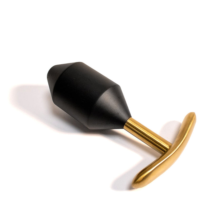 Black Label - Plug anal lesté Diamond - Métal - Noir/Or-Erotiekvoordeel.nl