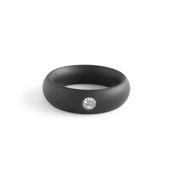 Black Label - Donut Cockring met Sierkristal - Mat zwart-Erotiekvoordeel.nl