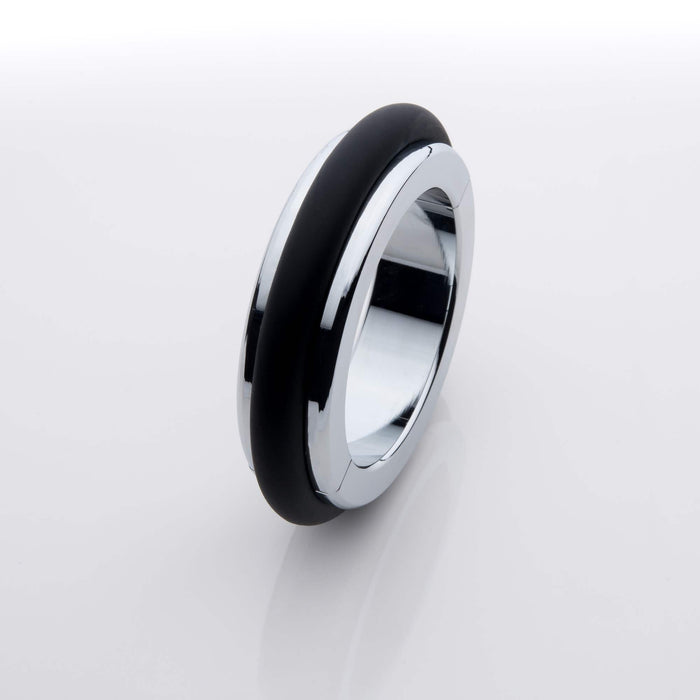 Black Label - Fusion Ring - Cockring van Metaal met Siliconen - Small - Ø 35 x 7 x 15 mm-Erotiekvoordeel.nl