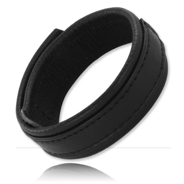 Black Label - Leather Cockstrap With Velcro 20 mm Wide-Erotiekvoordeel.nl