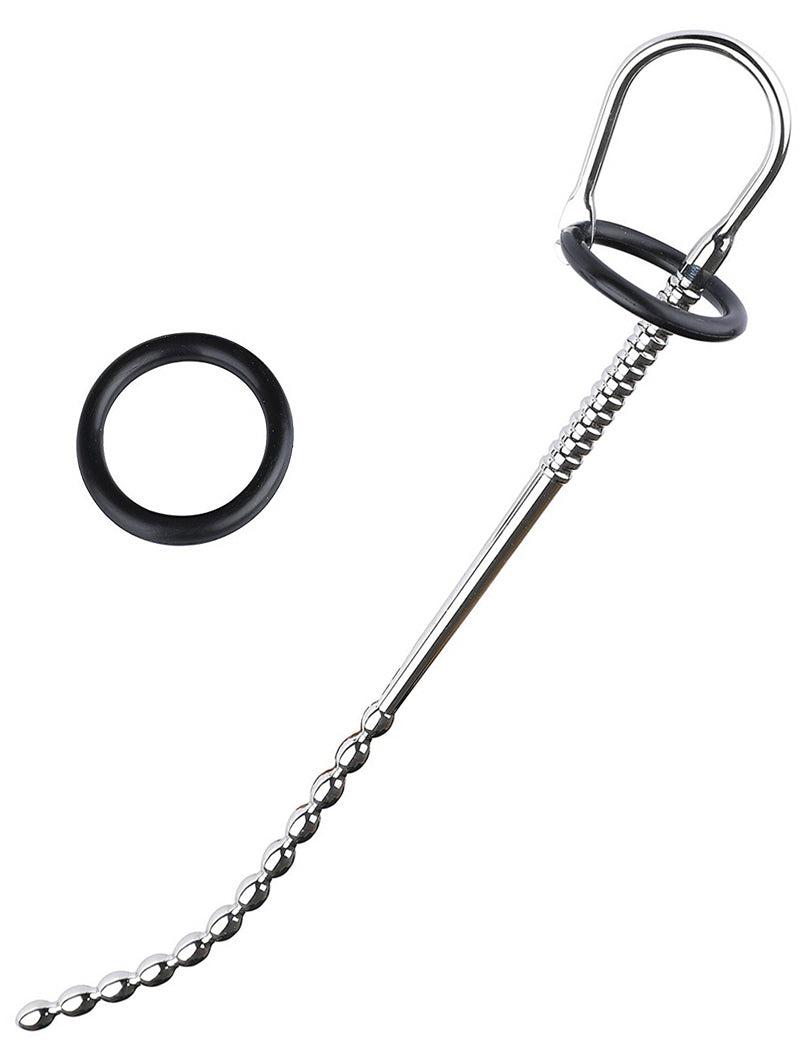 Black Label - Long Beaded - Stretcher urétral avec anneaux en silicone-Erotiekvoordeel.nl