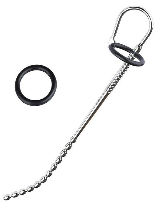 Black Label - Long Beaded - Urethral Stretcher w. Silicone Rings-Erotiekvoordeel.nl