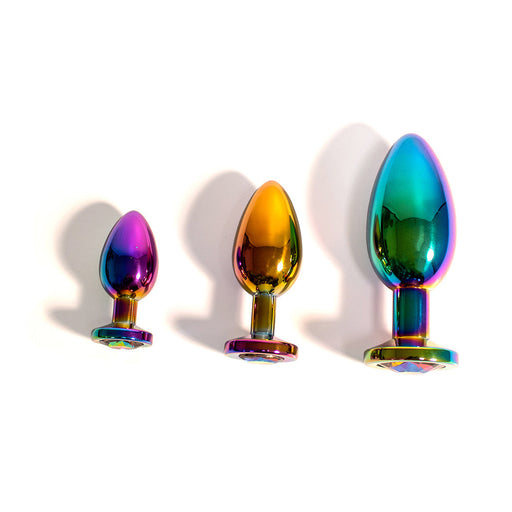 Black Label - Metal Butt Plug with Decorative Stone - Rainbow-Erotiekvoordeel.nl