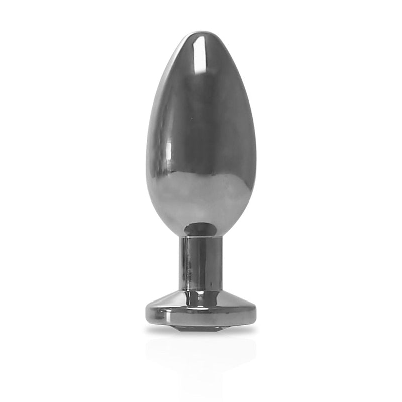 Black Label - Stainless Steel Butt Plug with Transparent Decorative Crystal - Erotiekvoordeel.nl