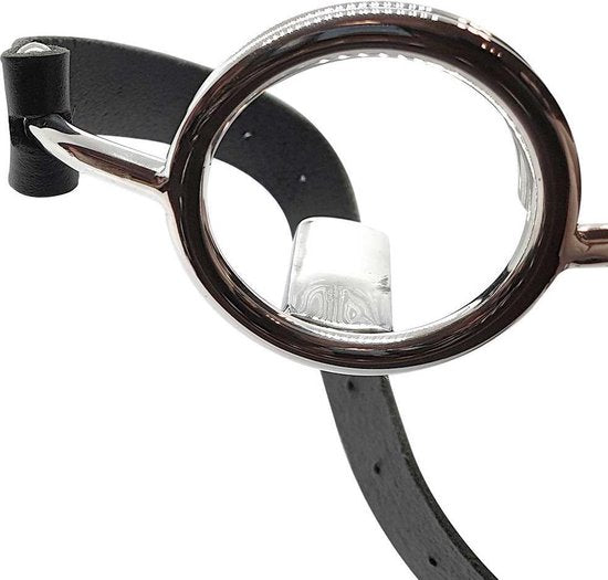 Black Label - Mordaza de anillo con espátula lingual - Acero inoxidable - Erotiekvoordeel.nl
