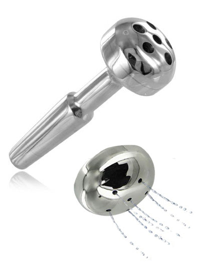 Black Label - Plug anal de acero inoxidable - Modelo hueco con tapón de ducha-Erotiekvoordeel.nl