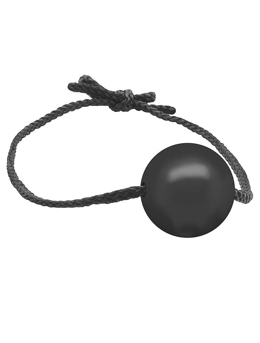 Black Label - Silicone Ball Gag 40 mm. Leather String Black-Erotiekvoordeel.nl