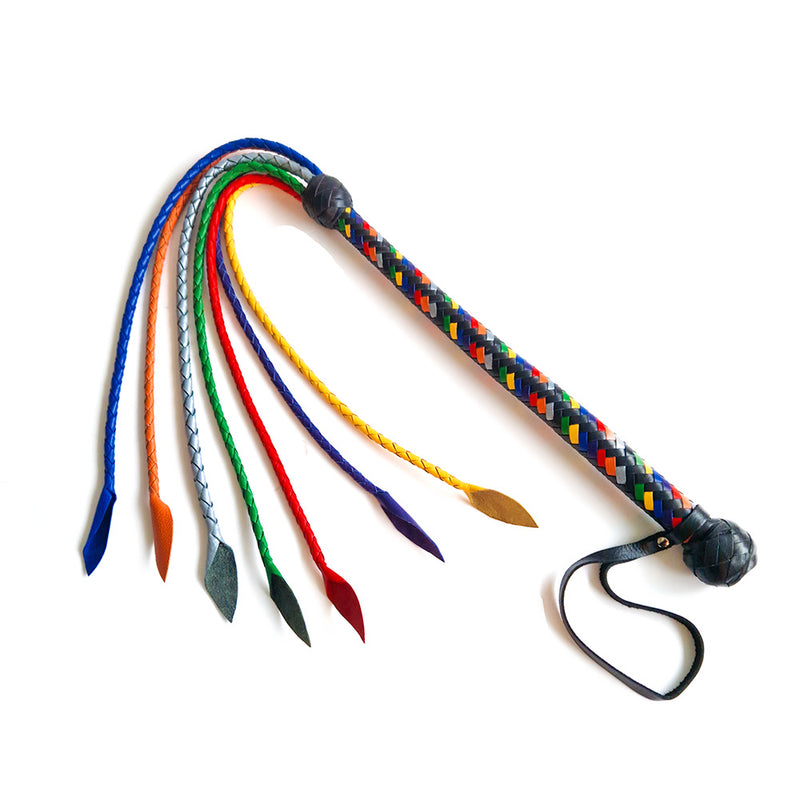 Black Label - Veelkleurige Gevlochten Lederen Flogger-Erotiekvoordeel.nl