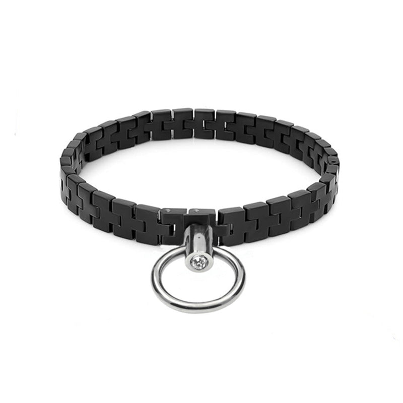 Black Label - Watch Link Collar - Collar with Watch Links - Matte Black - Erotiekvoordeel.nl