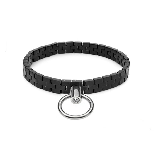 Black Label - Watch Link Collar - Obroża Z Ogniwami Zegarkowymi - Matowa Czerń - Erotiekvoordeel.nl