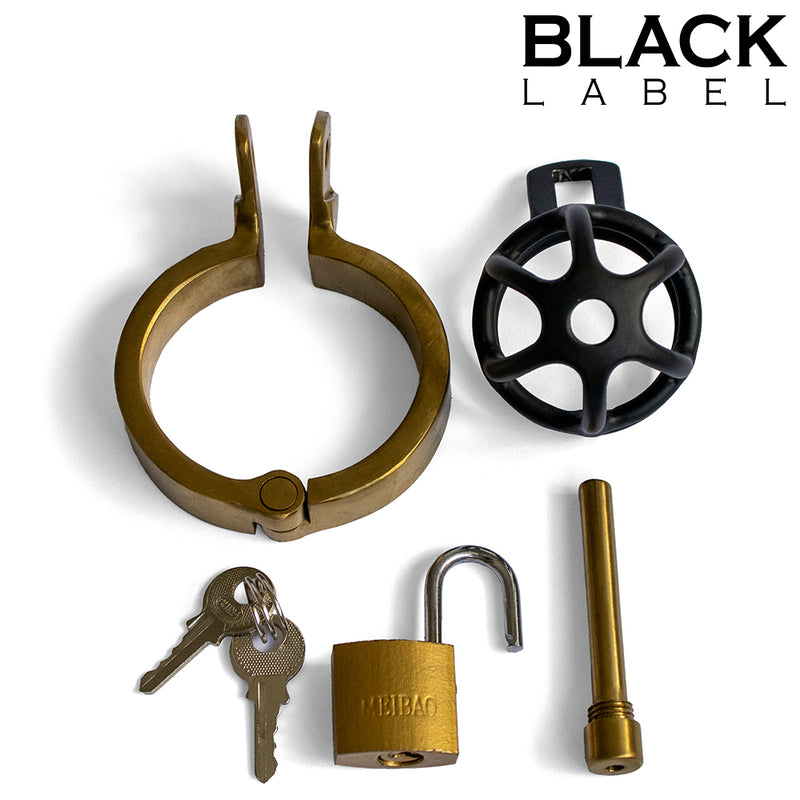Black Label - Weenie Locker - Keuschheitskäfig - Schwarz/Gold - Erotiekvoordeel.nl