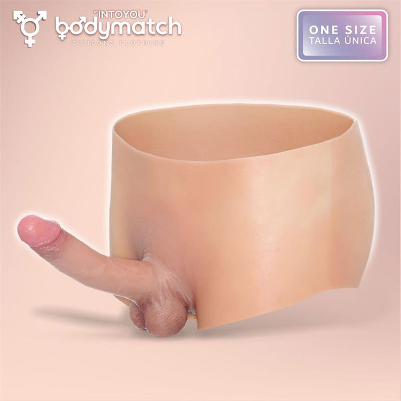 Bodymatch - Blayke - Bodysuit con pene in silicone integrato - Taglia unica - Colore pelle chiaro - Erotiekvoordeel.nl