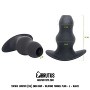 Brutus - Holle Buttplug - Ergo Bum - Silicone Tunnel Plug - Zwart - 3 maten-Erotiekvoordeel.nl
