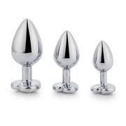 Brutus - Butt Plug - Set of Aluminum Butt Plugs with Crystal - Black/Transparent/Red - Erotiekvoordeel.nl