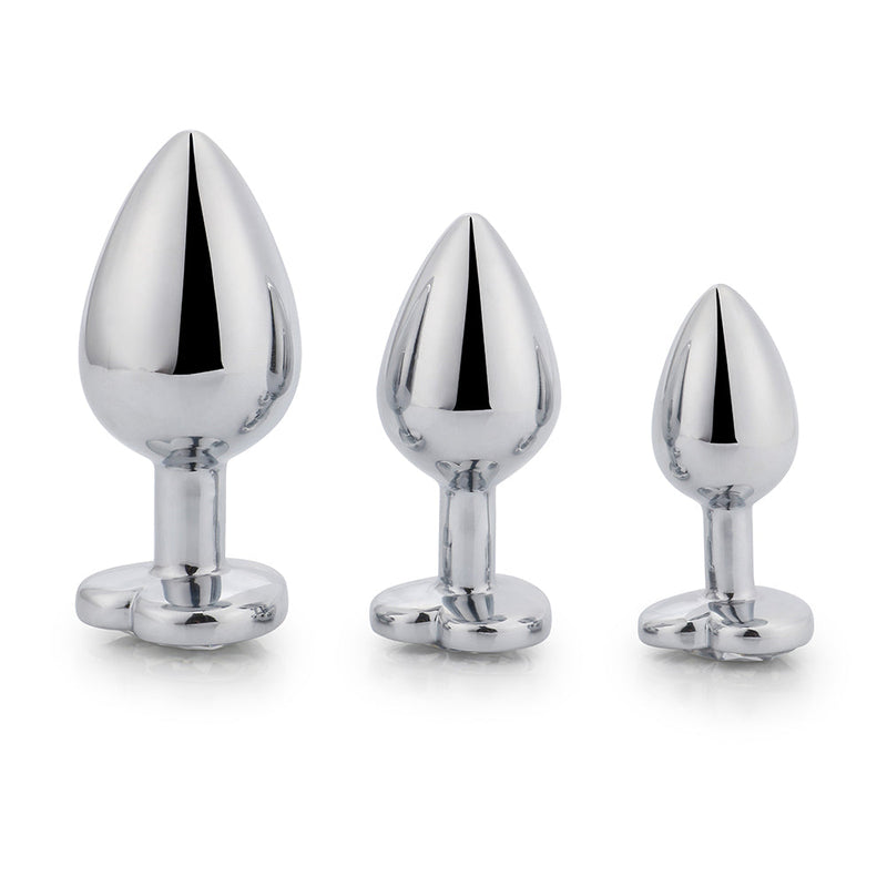 Brutus - Butt Plug - Set of Aluminum Butt Plugs with Crystal - Black/Transparent/Red - Erotiekvoordeel.nl
