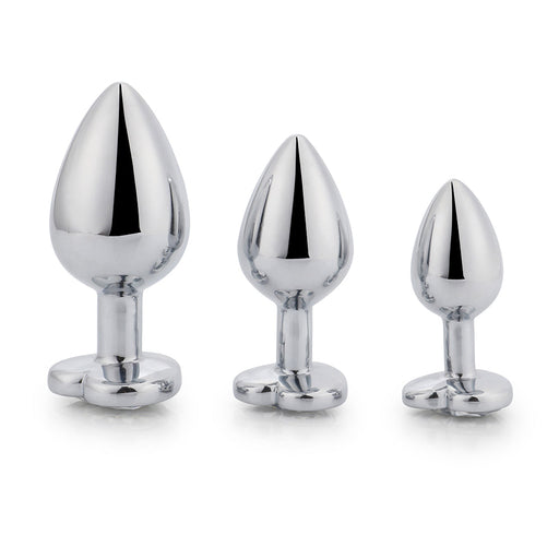 Brutus - Butt Plug - Set of Aluminum Butt Plugs with Crystal - Black/Transparent/Red - Erotiekvoordeel.nl