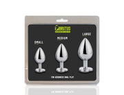 Brutus - Butt Plug - Set of Aluminum Butt Plugs with Crystal - Black/Transparent/Red - Erotiekvoordeel.nl