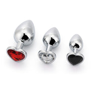 Brutus - Butt Plug - Set of Aluminum Butt Plugs with Crystal - Black/Transparent/Red - Erotiekvoordeel.nl