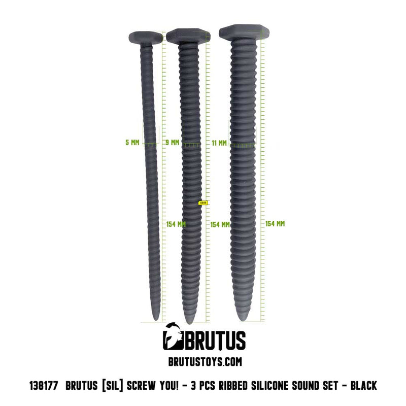 Brutus - Dilator - Silicone Sound Set - Screw You! - Ribbed Silicone Sound Set 3 Pcs.-Erotiekvoordeel.nl